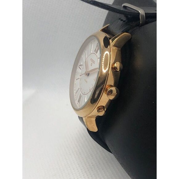Fossil Q FTW5018 Womens Black Leather Analog White Dial Hybrid Smart Watch HK301 - Picture 2 of 9